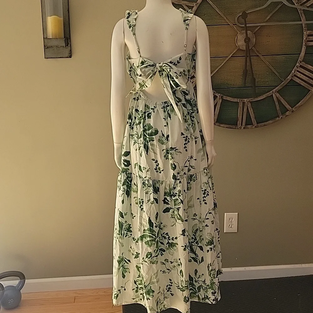 Abercrombie & Fitch Bow Back Poplin Maxi Dress With Pockets
